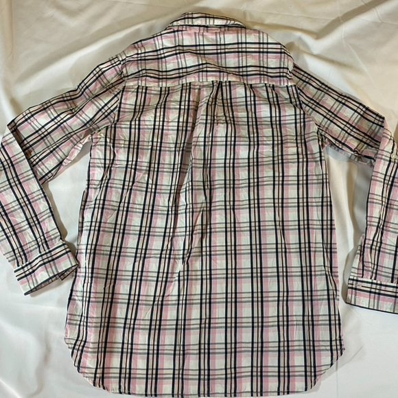 Gap EUC Boyfriend fit baby pink plaid button down cotton shirt XS - Picture 9 of 10